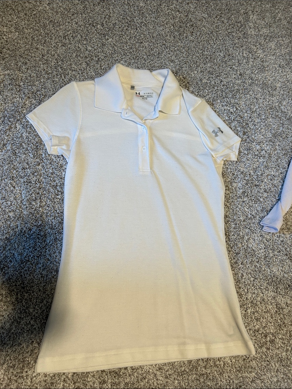 Under Armour White Girls' Polo Shirt with Sleeve Logo